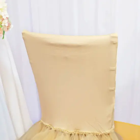 1 Piece Champagne Elegance Stretch Spandex Chiavari Chair Cover with Ballerina Flair {5}