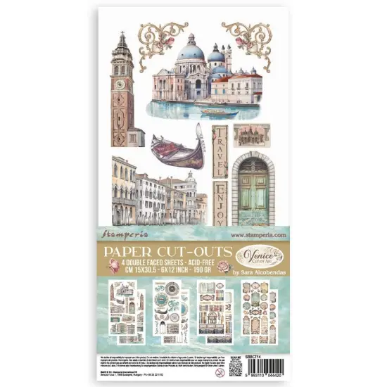 Stamperia Double-Sided Paper Cut-Outs 4/Pkg-Venice City of Art {1}