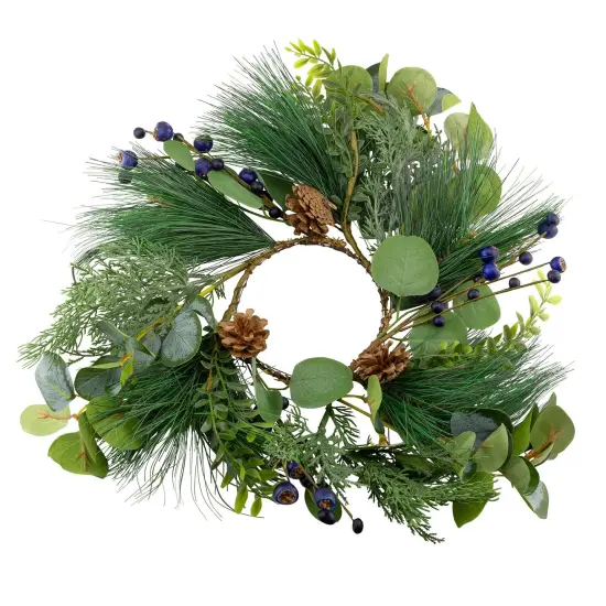 Blueberry Candle Wreath Christmas Winter Candle Ring Decor {1}
