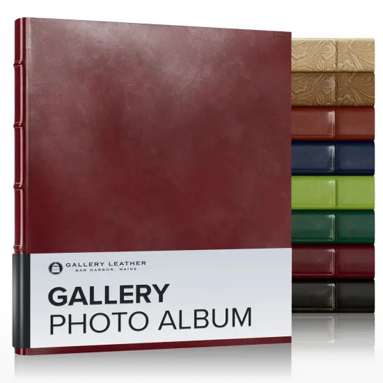Gallery Leather Photo Album 4x6-3 Ring Binder Photo Album, 60 Pages for 120 Photos, Fillable, Can Fit 8x10 and 5x7 Photos, Handcrafted - 11.75 x 10.5 " Acadia Deep Red {1}