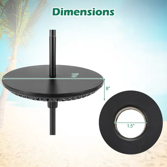 Black Umbrella Table Tray with 3 Adapters Fits Multiple Pole Sizes Portable {5}