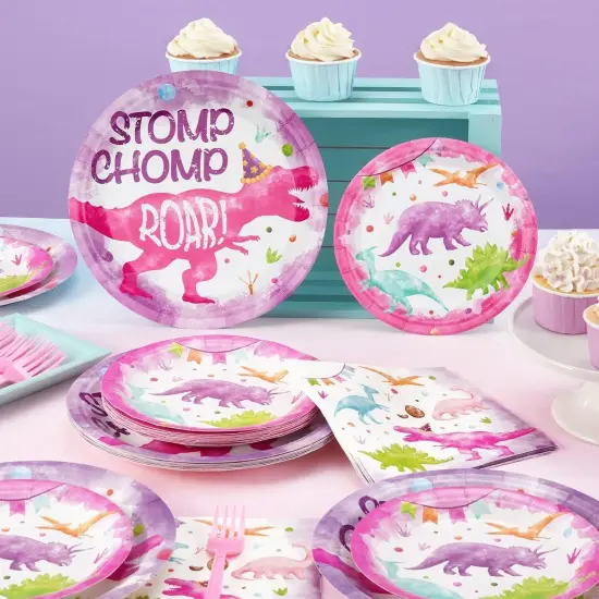 64 PCS Dinosaur Baby Shower Tableware Set {4}