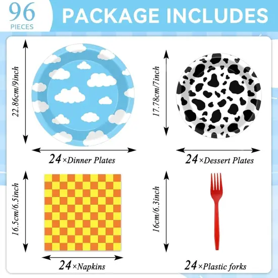 96PCS Cartoon Story Party Paper Plates and Napkins,24 Guests Baby Shower {2}