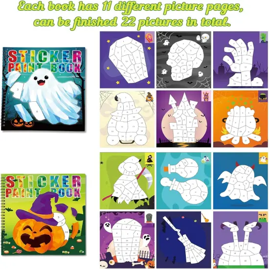 2PCS Halloween Crafts for Kids Ages 4-8 Sticker Books {3}