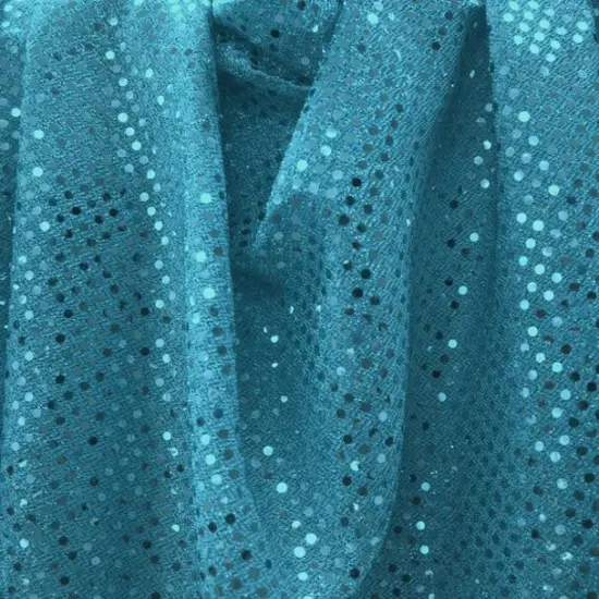 1 Yard Turquoise 3mm Confetti Dot Sequin Fabric Lightweight Costume Apparel Knit 40/41" Wide {1}
