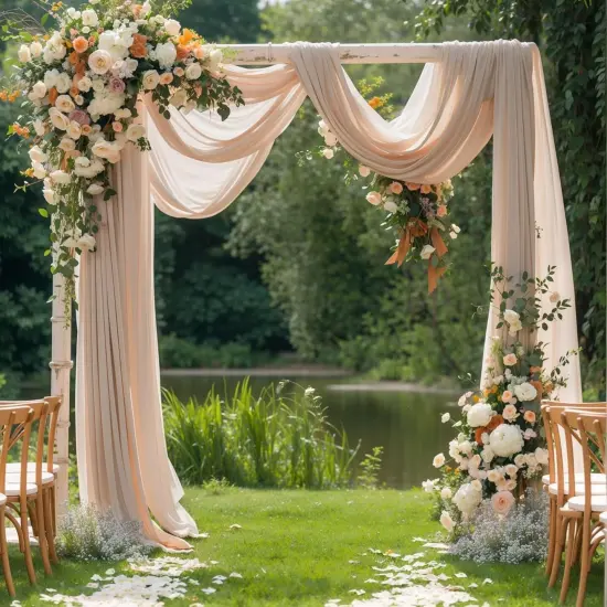 Wedding Arch Draping Fabric &ndash; 2 Panels Sheer Backdrop Curtain 28"x19Ft for Ceremony & Party Decor {1}