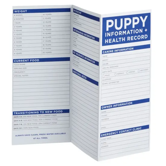 60 Pack Puppy Vaccination Record Cards, Canine Health Record Books for Dogs (Tri-Fold Design, 8.5x11 Inch) {7}