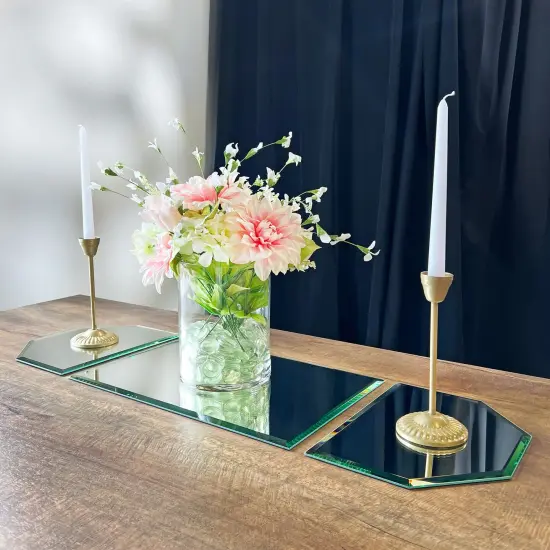 Plymor 36" x 12" Runner Set, 5mm Thick Beveled Glass Mirror {3}