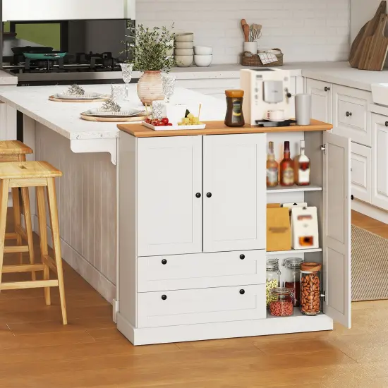 Kitchen Storage Cabinet with 3 Doors 2 Drawers and Adjustable Shelf {1}