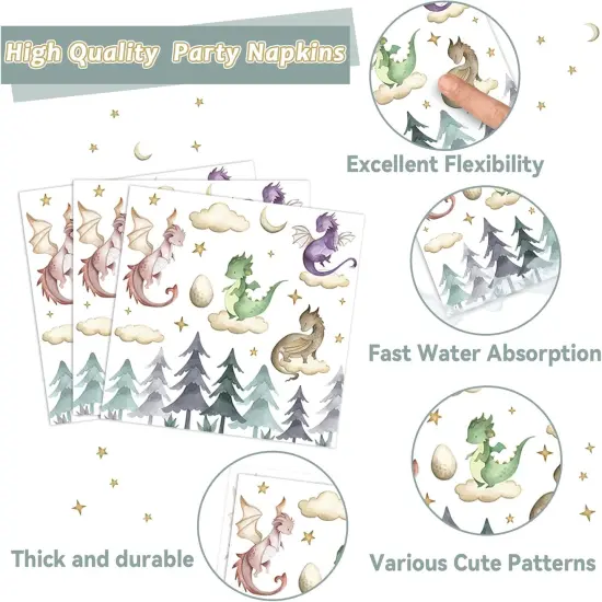 96 Pieces Dragons Party Plates {3}