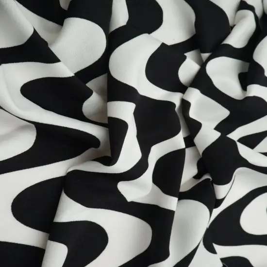 1 Yard DTY Geo Print Fabric Polyester Spandex Stretch Knit 58/60 Inches Wide NAVY/WHITE {2}