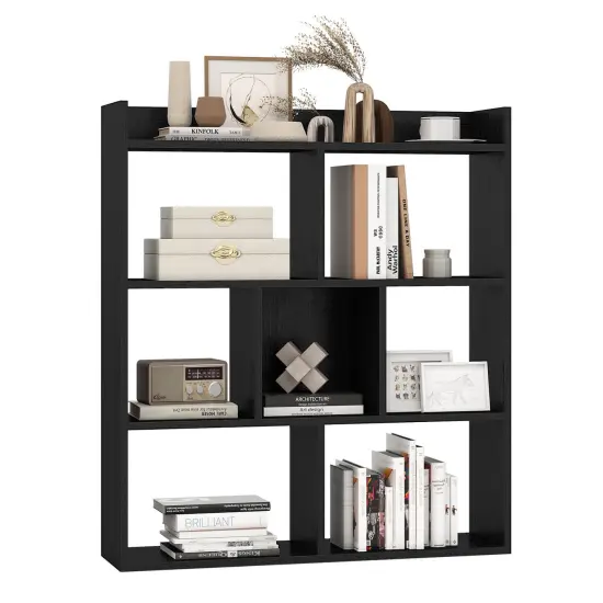 Costway 1/2 PCS 7-cube Bookcase Open Storage Shelf with Anti-tipping Kits for Living Room White/Black/Natural {9}