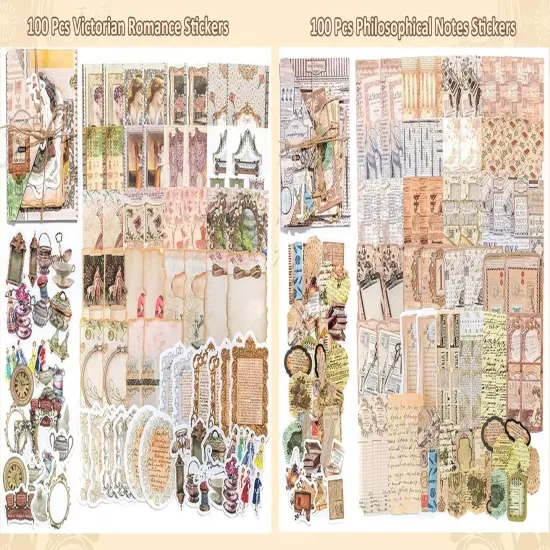 200 Pcs Vintage Cottagecore Scrapbook Stickers {4}