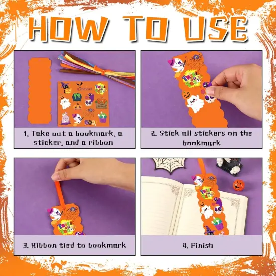 30 Sets Halloween Crafts , DIY Halloween Bookmarks Craft Kits {4}