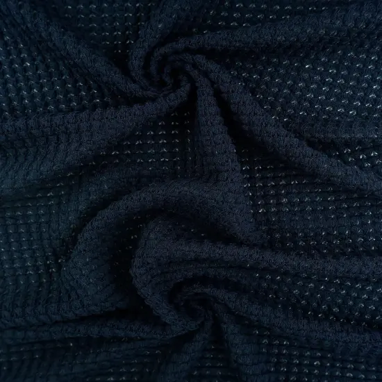 1 Yard Polyester Rayon Spandex Oversize Waffle Knit Solid Fabric 54/56" Width NAVY {1}
