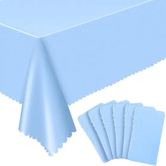 6 Pack Plastic Light Blue Tablecloth {1}