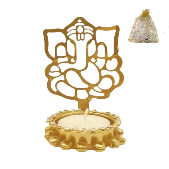 Shadow Diya Ganesha Candle Holder Ganesha Tea Light Candle Holder Diwali Decor Traditional Decorative T-light Candle Holder for Home Office Wedding Favor Housewarming Gift {3}