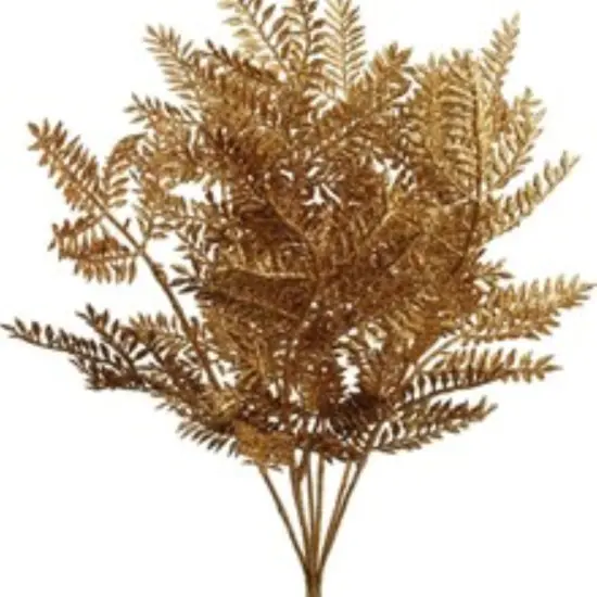 4-Pack: Vibrant Gold Glitter Pine Bush with 7 Sprays - Festive Holiday Accents, Ideal for Christmas Decor & Arrangements - Perfect for Home, Office - 2024 Christmas Collection, Floral Home by Artificial Flowers {1}