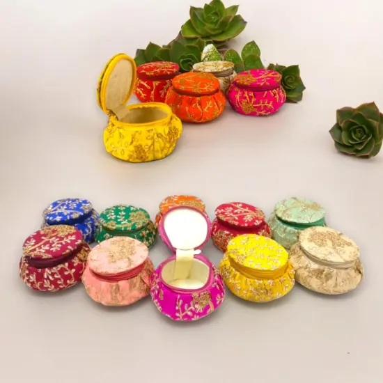 Embroidery Matki Shape Bangle Box Organizer Bulk Assorted Bangle Jewelry Storage Boxes Beautiful Bangle Case Indian Wedding Favor Bridesmaid Gift - Travel Essential Accessories for Women {7}