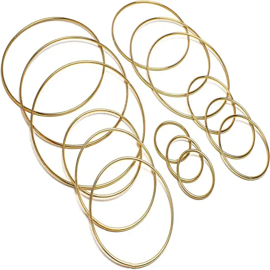 15 Piece Gold Metal Hoop Craft Rings {2}