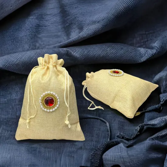 Jute Potli Bags, Eid Gifts Favor, Indian Muslim Punjabi Wedding Favor, Diwali Gift Bag, Return Favor, Gift, Housewarming, Jewelry Organizer {2}