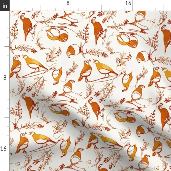 Various Fabrics by the Yard or Fat Quarter Line Quail Golden Browns Brown Nature Birds Gold Sage Ink Drawing Custom Printed Fabric by Spoonflower {2}