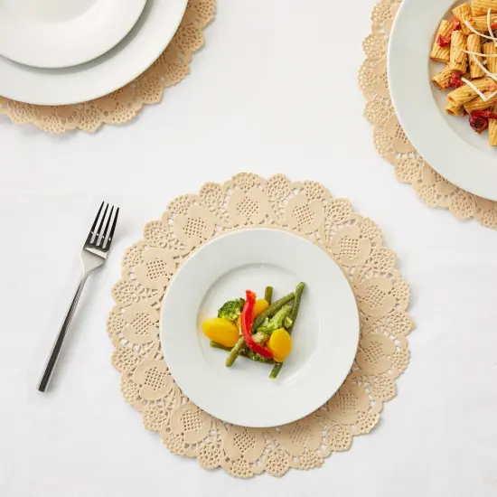 250 Pack Round Paper Placemats for Cakes, Desserts, Light Brown Doilies for Food, Formal Events (12 In) {2}