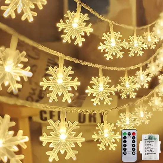 Christmas Snowflake Lights - 20ft 40LED 8 Modes & Timer (Warm White) {2}