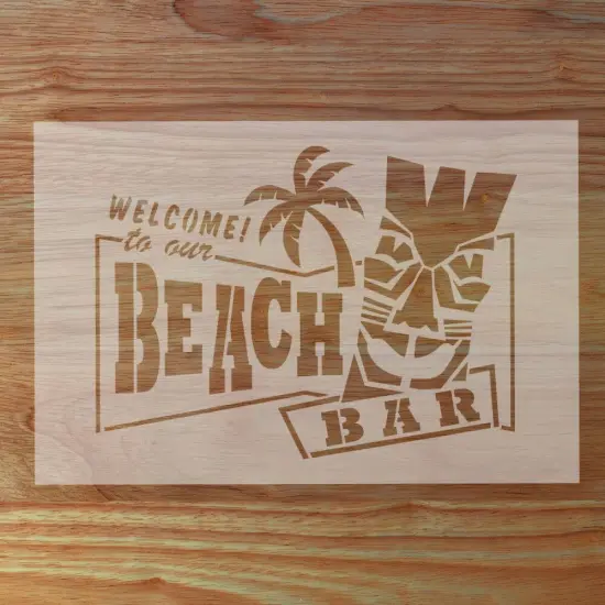 Beach Bar Patio Sign Stencil | Fence Stencil | Outdoor Stencil |Designer Stencils| {3}