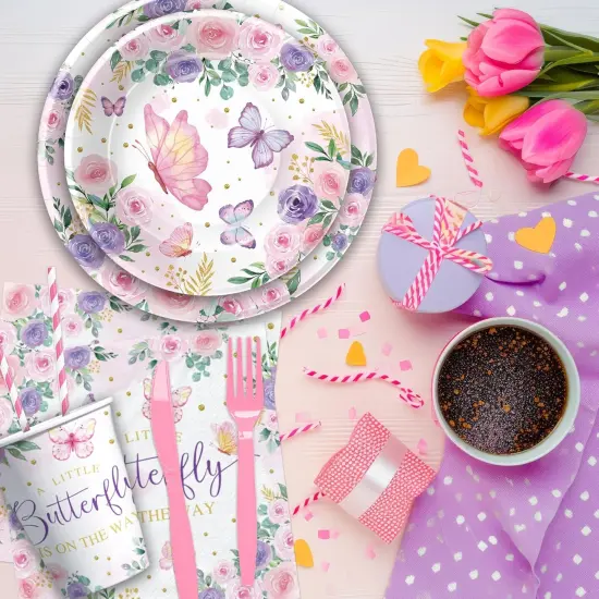 Butterfly Baby Girl Decorations Tableware {3}