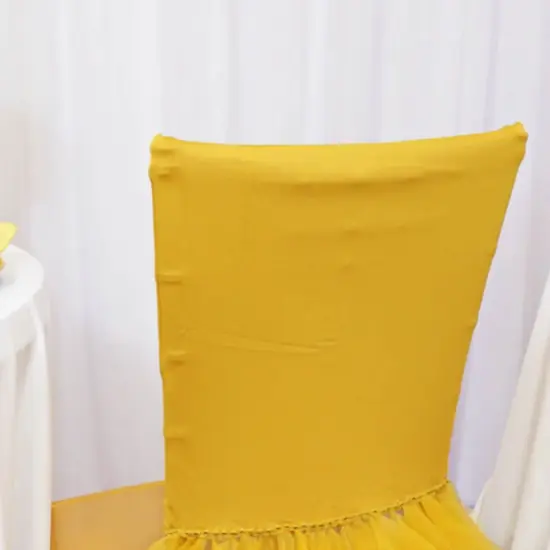 1 Piece Gold Stretch Spandex Chiavari Chair Cover with Elegant Ballerina Skirt {5}