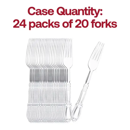 Clear Baroque Disposable Plastic Dinner Forks (480 Forks) {5}