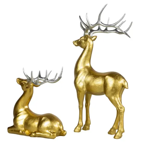 Northlight Standing and Sitting Reindeer Christmas Figures - Gold - Set of 2 {7}