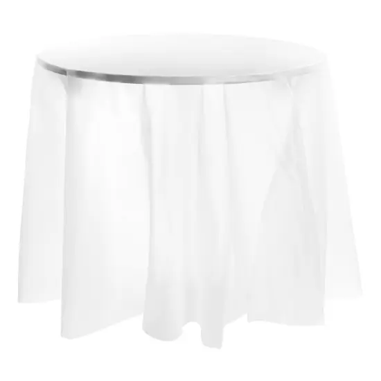 White Round Disposable Plastic Tablecloths - 84" (96 Tablecloths) {1}