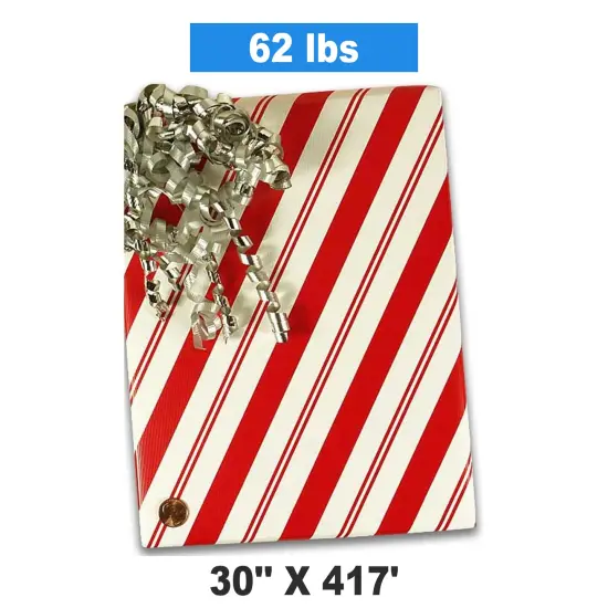 Striped Christmas Wrapping Paper Diagonal Peppermint Stripe 30''x417' {1}