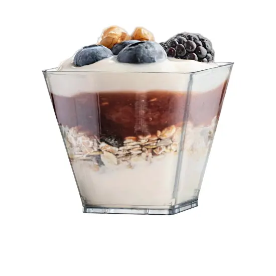 Clear Square Disposable Plastic Mini Cups with Lids - 3.5 oz. (288 Cups) {2}