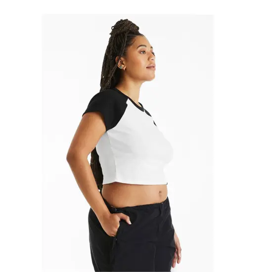 Bella + Canvas&reg; Ladies Micro Ribbed Raglan Baby T Shirt WHITE/ TR ROYAL {5}