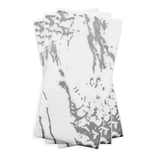 Durable White with Silver Marble Paper Dinner Napkins (600 Napkins) {2}