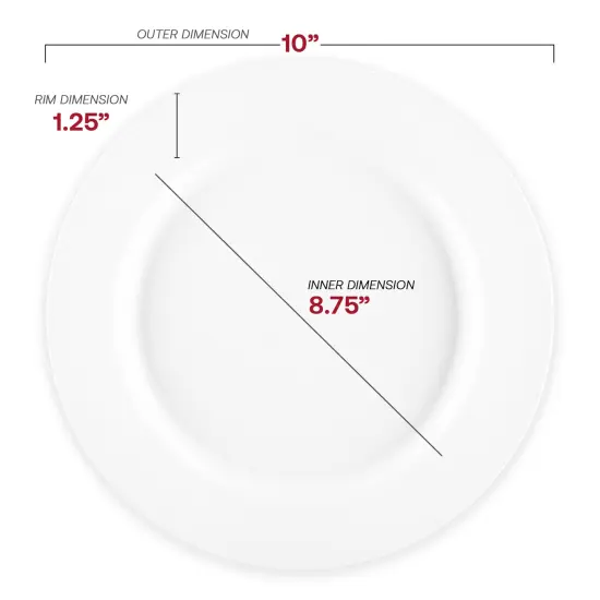 Matte Milk White Round Disposable Plastic Dinner Plates - 10" (120 Plates) {3}