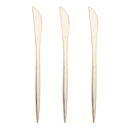 Shiny Gold Moderno Disposable Plastic Dinner Knives (300 Knives) {2}