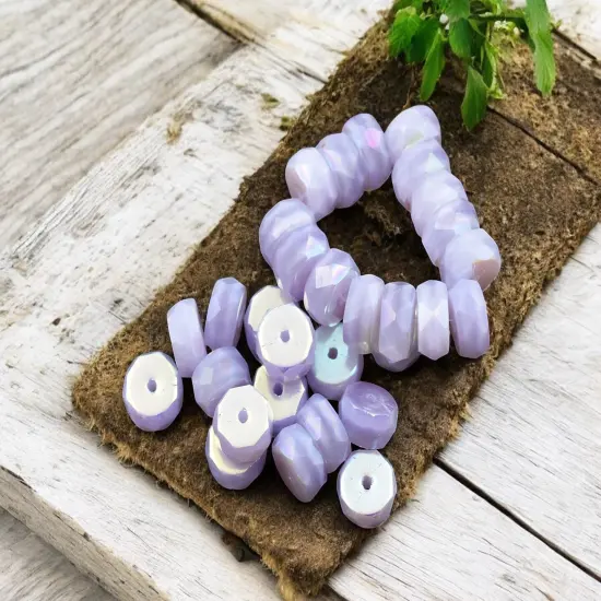 *15* 4x6mm Thistle Silk AB Fire Polished Rondelle Heishi Beads {1}