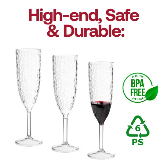 Crystal Disposable Plastic Champagne Flutes - 8 oz. (48 Glasses) {4}
