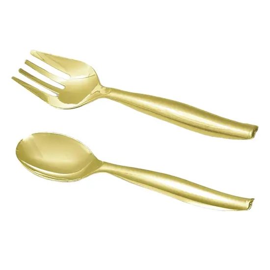 Gold Disposable Plastic Serving Flatware Set (60 Pairs) {1}