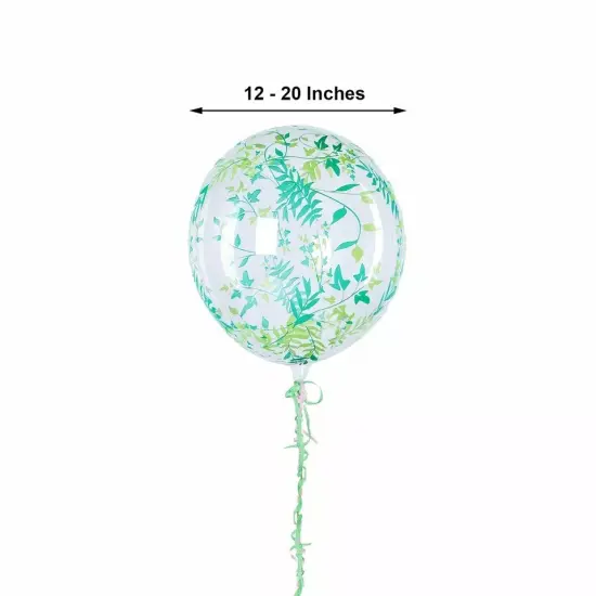 2 Clear Green 20" Round PVC Balloons Vine Design Wedding Decorations Supplies {2}