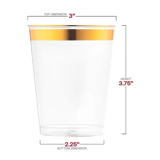 Clear with Metallic Gold Rim Round Tumblers - 10 oz. (336 Cups) {3}