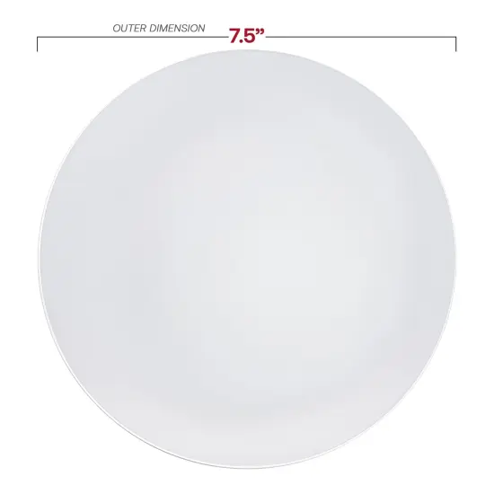 White with Silver Rim Organic Round Disposable Plastic Appetizer/Salad Plates - 7.5" (120 Plates) {3}