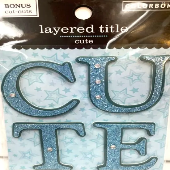 Colorbok CUTE Glittered Layered Title Word Embellishments {1}