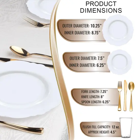 Solid White Round Blossom Disposable Plastic Wedding Value Set (60 Settings) {2}