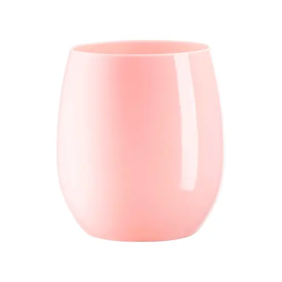 Solid Pink Elegant Stemless Plastic Wine Glasses - 12 oz. (64 Glasses) {1}