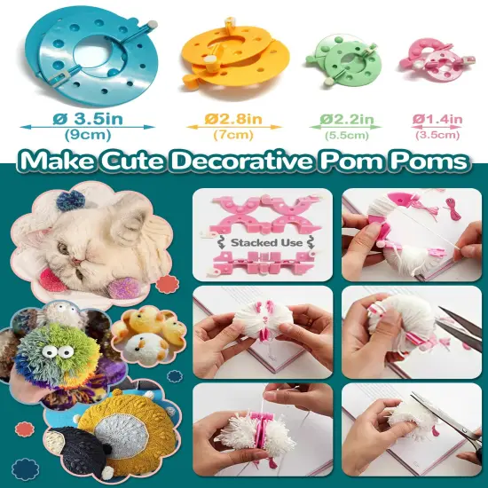 UCDRMA Knitting Loom Kit 35PC Scarf Loom Knitting Kit for Beginners, Quick Loom Knitting for Beginners Adult/Kids Contain Instructions, Pom Pom Maker and Yarn for Crochet Blanket Kit {6}